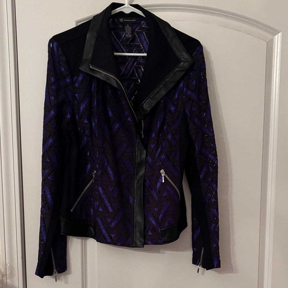 INC International Concepts Geometric Purple and Black Blazer Purp/Blue and Black
